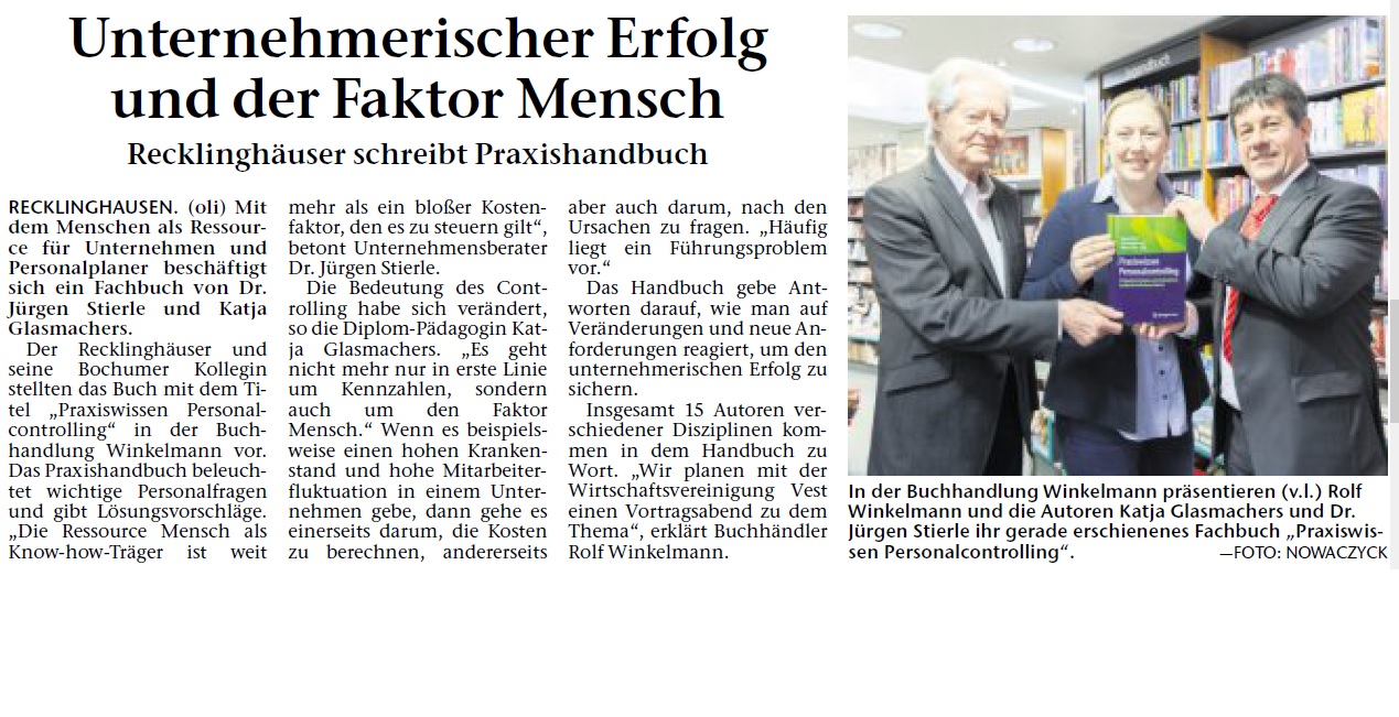 Praxiswissen Personalcontrolling Ressource Mensch Recklingh&auml;user Zeitung 3-2017